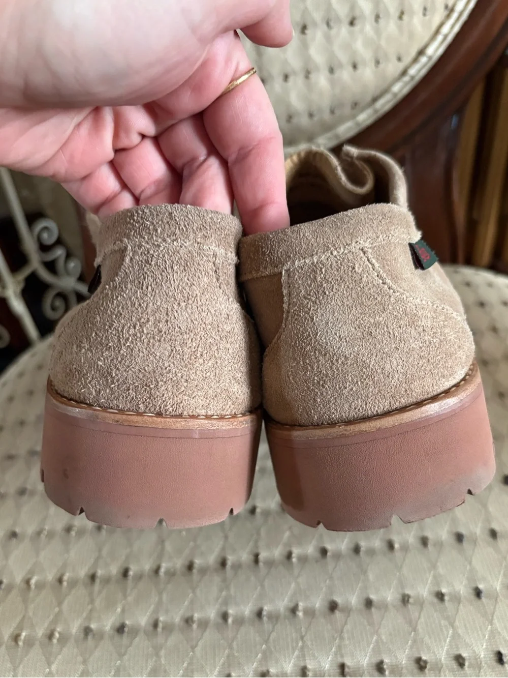 G.H. Bass Wallace Tan Suede Mocs Men’s 9.5EE 9.5 Wide Approx Women’s 11 W EUC